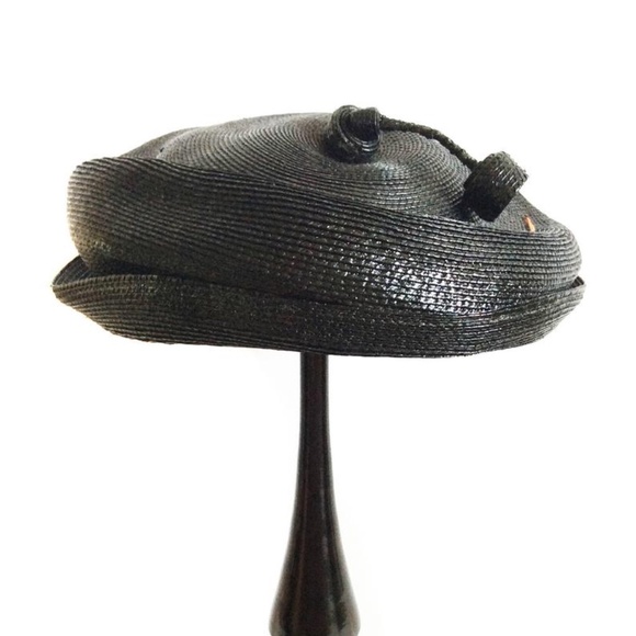 Vintage Adolfo Black Straw Hat main image 2